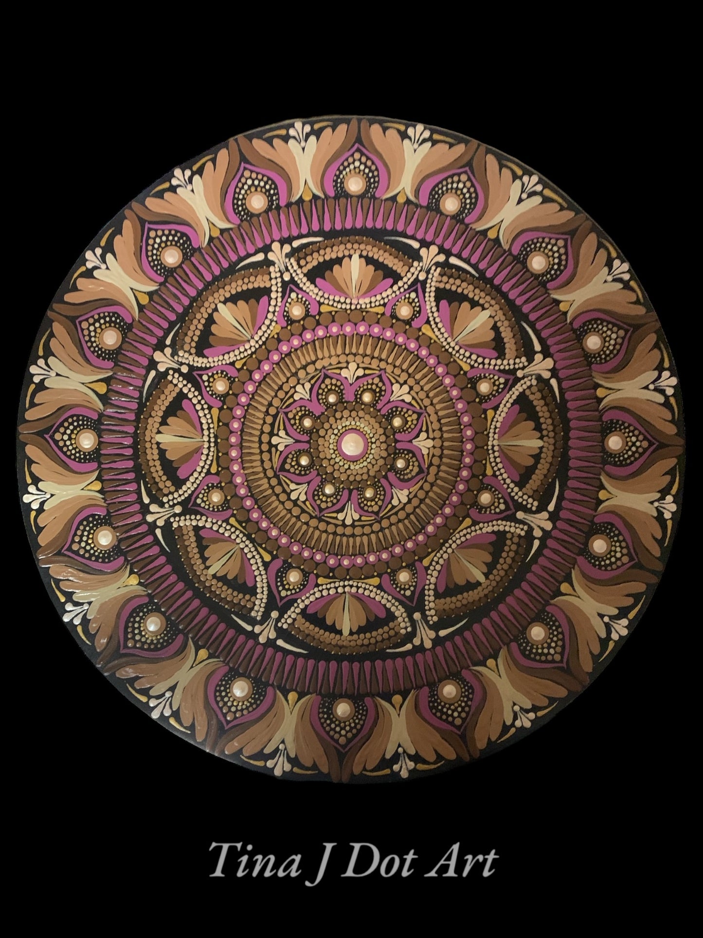 16” Mandala - Browns & Frosted Plum