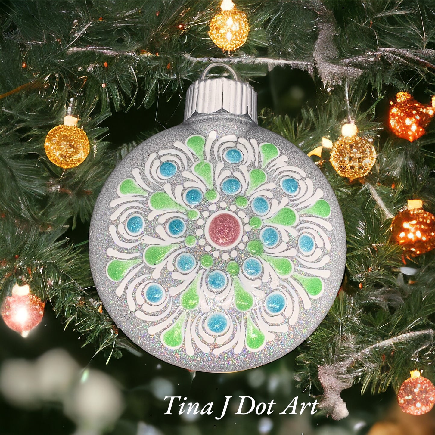 Christmas Ornament- white multi