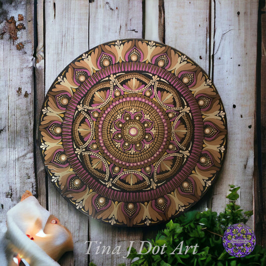 16” Mandala - Browns & Frosted Plum